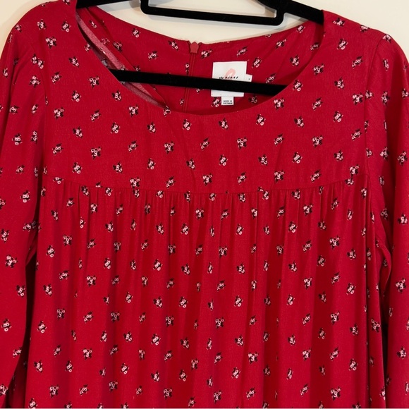 The Nines By Hatch Long Sleeve Crepe Maternity Dress Red Floral Print Size L - Picture 4 of 5